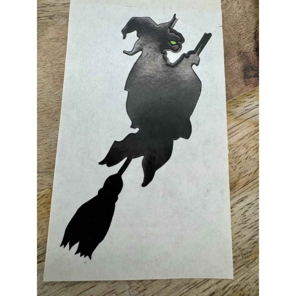 6 Vtg Mrs Grossman's Flying Witch Stickers Left & Right Facing Halloween Broom - Picture 2 of 3